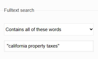 keyword search - california property taxes phrase